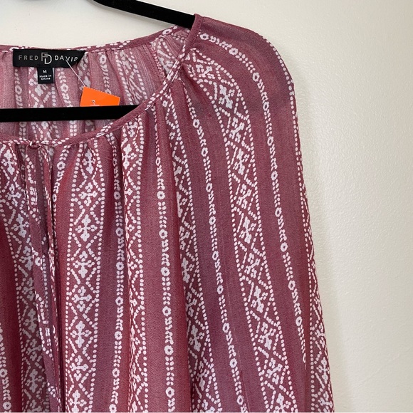 NWOT Fred David | Mauve Bohemian Blouse | Size Medium - Picture 4 of 7